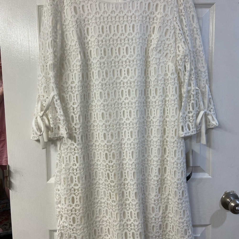R&K White Ruched Tie Front Sheath Dress NWT